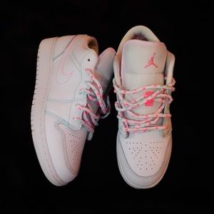 (Size 6Y) low Jordan 1 white blue & pink (authentic)